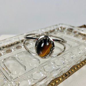 Tiger's Eye Silver Cuff Bracelet